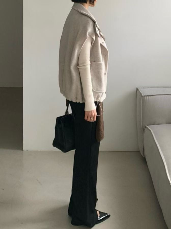 ♡翻領羊毛束口帶背心♡ (C251168)