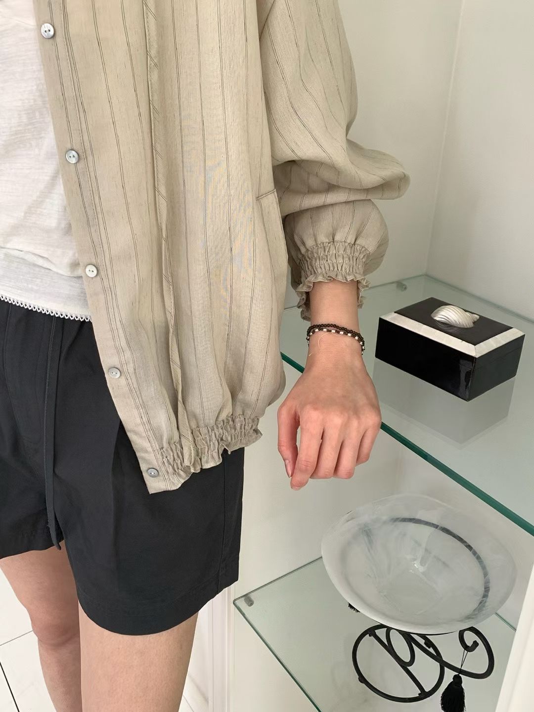 ♡輕量休閒連帽細條紋外套♡ (C260634)