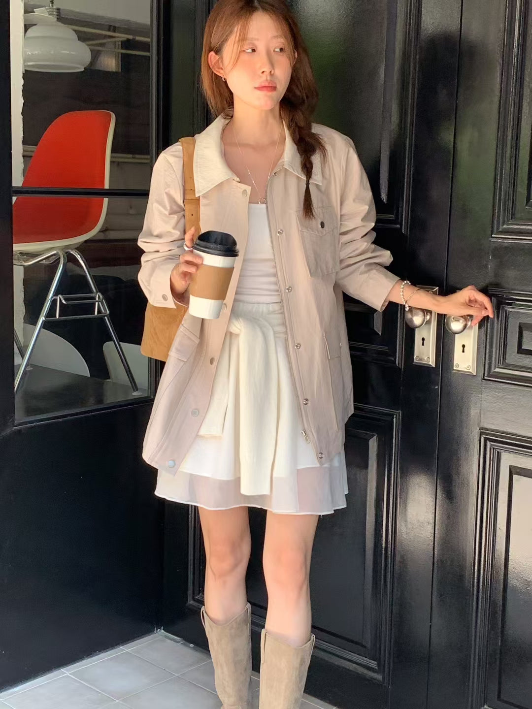 ♡質感撞色文青風衣外套♡ (C250949)