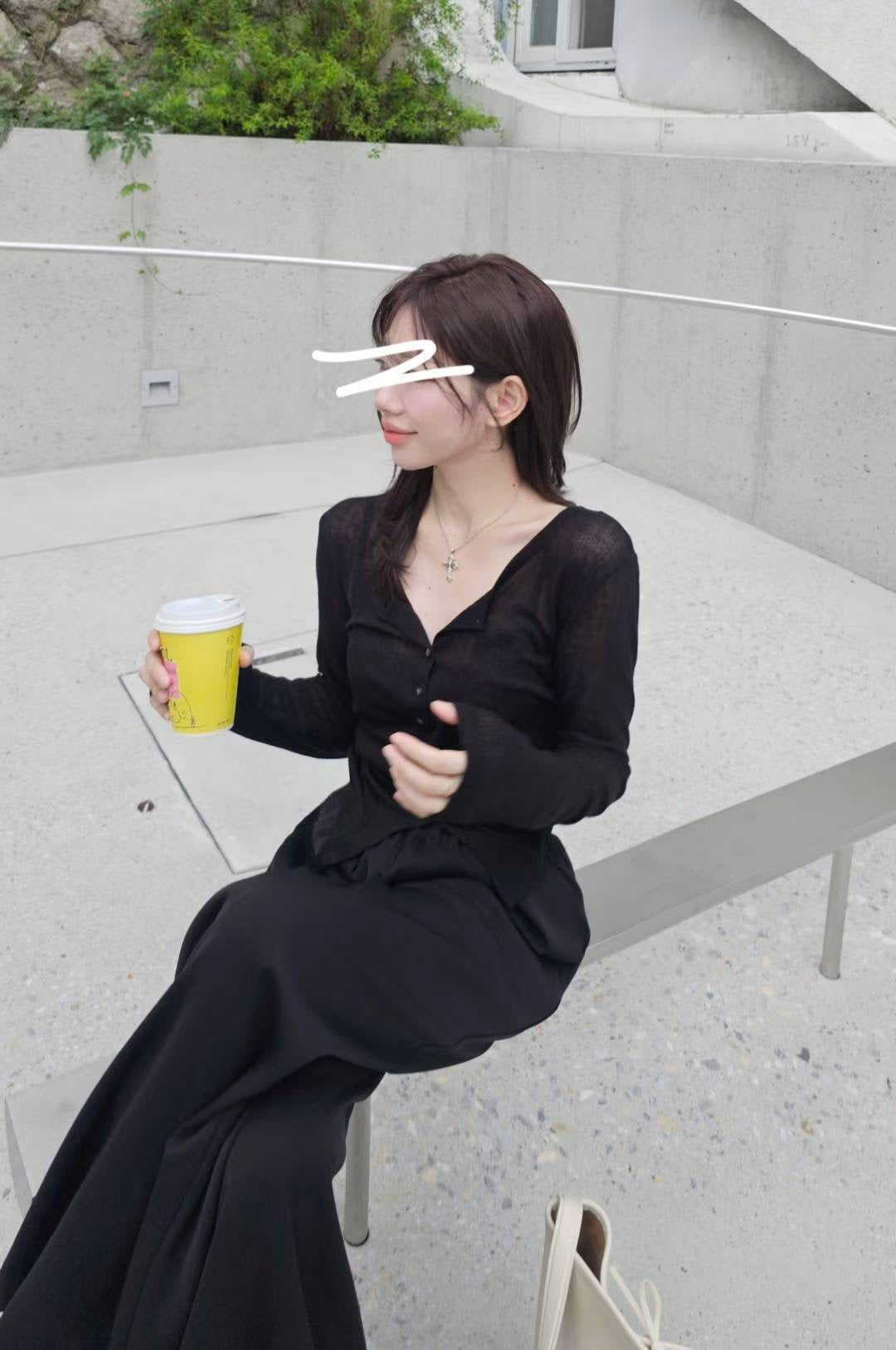 ♡Oni家♡開衩天絲羊毛亨利領T (C251004)