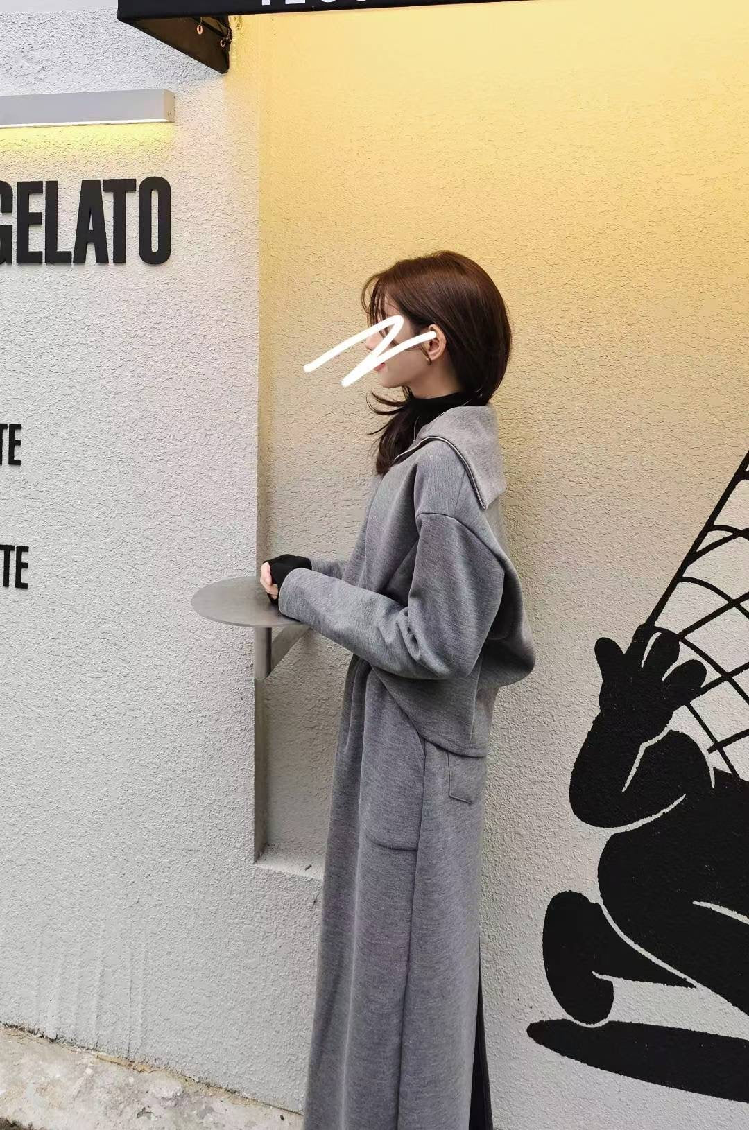 ♡Oni家♡ 質感混羊毛羅馬布拉鍊上衣 (C251287)