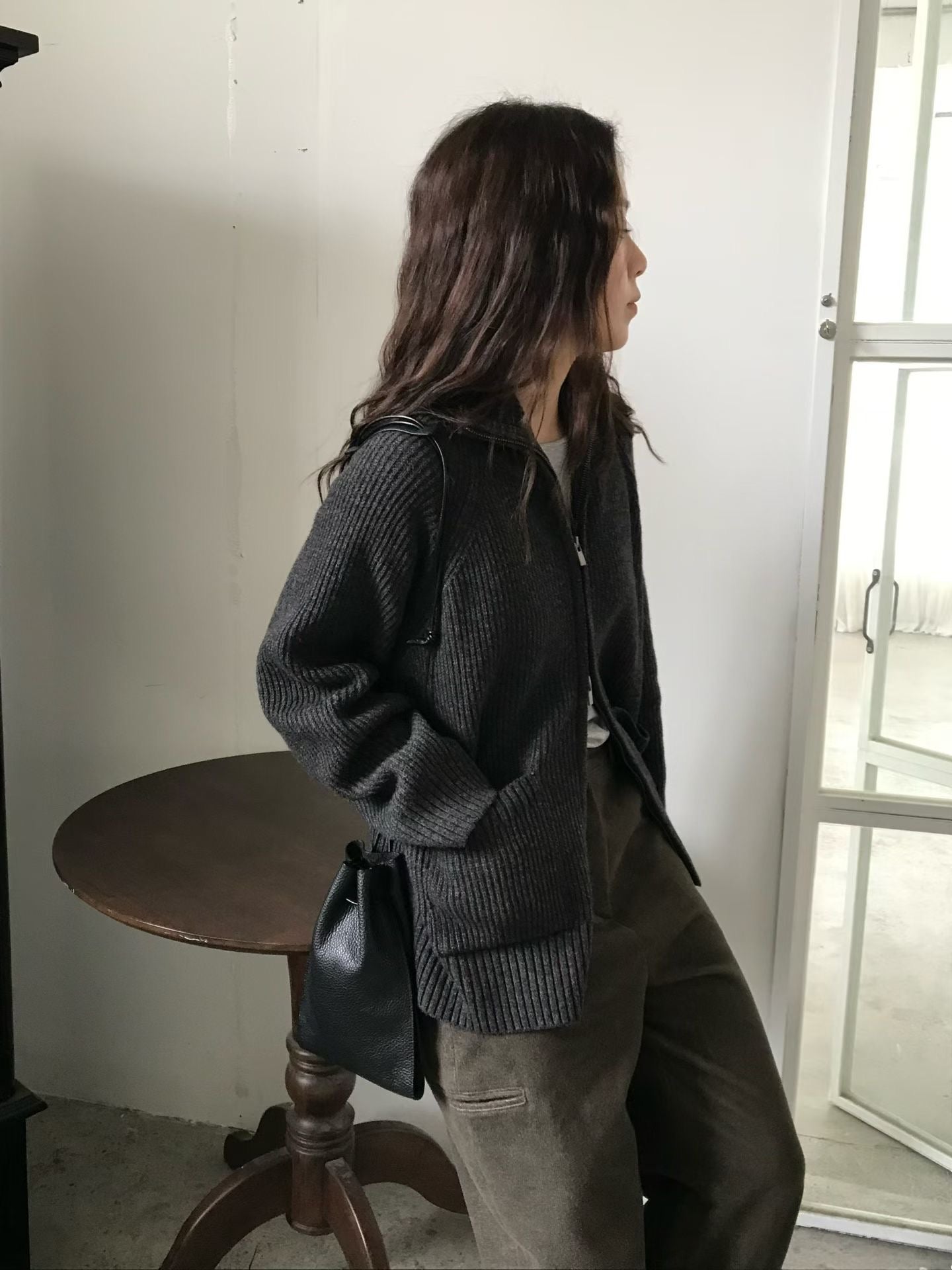 ♡溫暖高領立體羅紋雙拉鍊外套♡ (C251257)