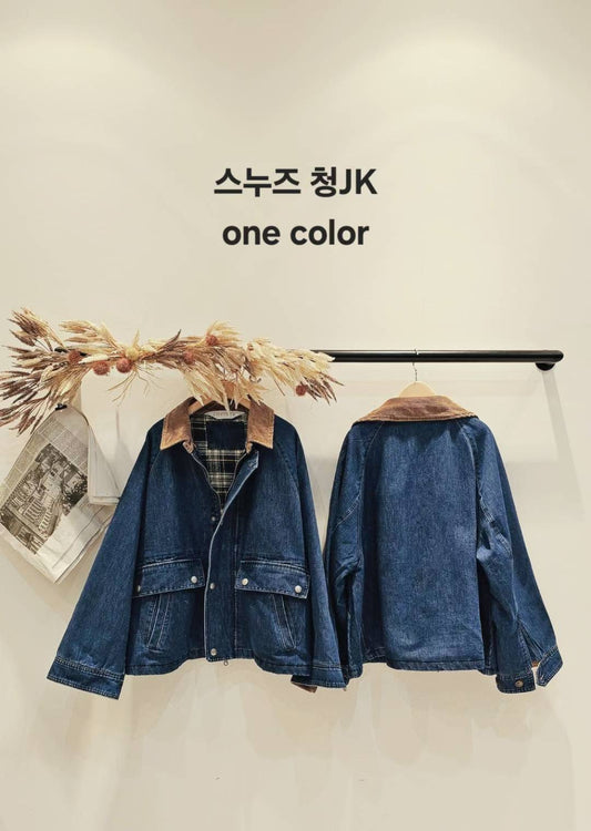 ♡Oni家♡時髦巴恩風丹寧鋪棉外套 (C251284)