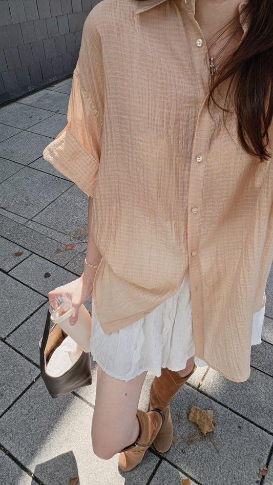 ♡Oni家♡休閒透肌格紋襯衫 (C260962)
