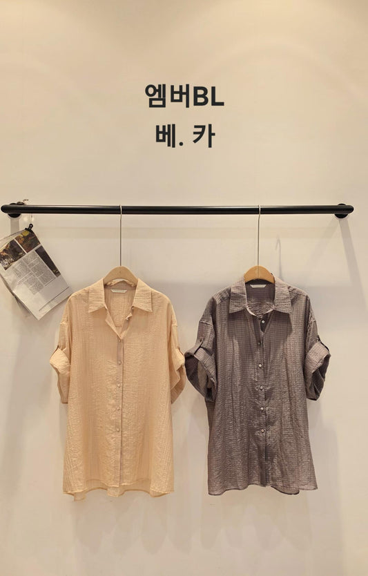 ♡Oni家♡休閒透肌格紋襯衫 (C260962)