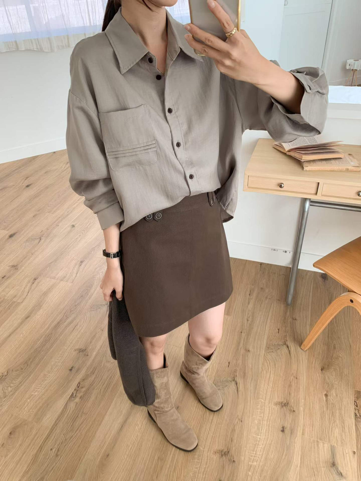 ♡Effortless Layering慵懶層次感天絲襯衫♡ (C260910)