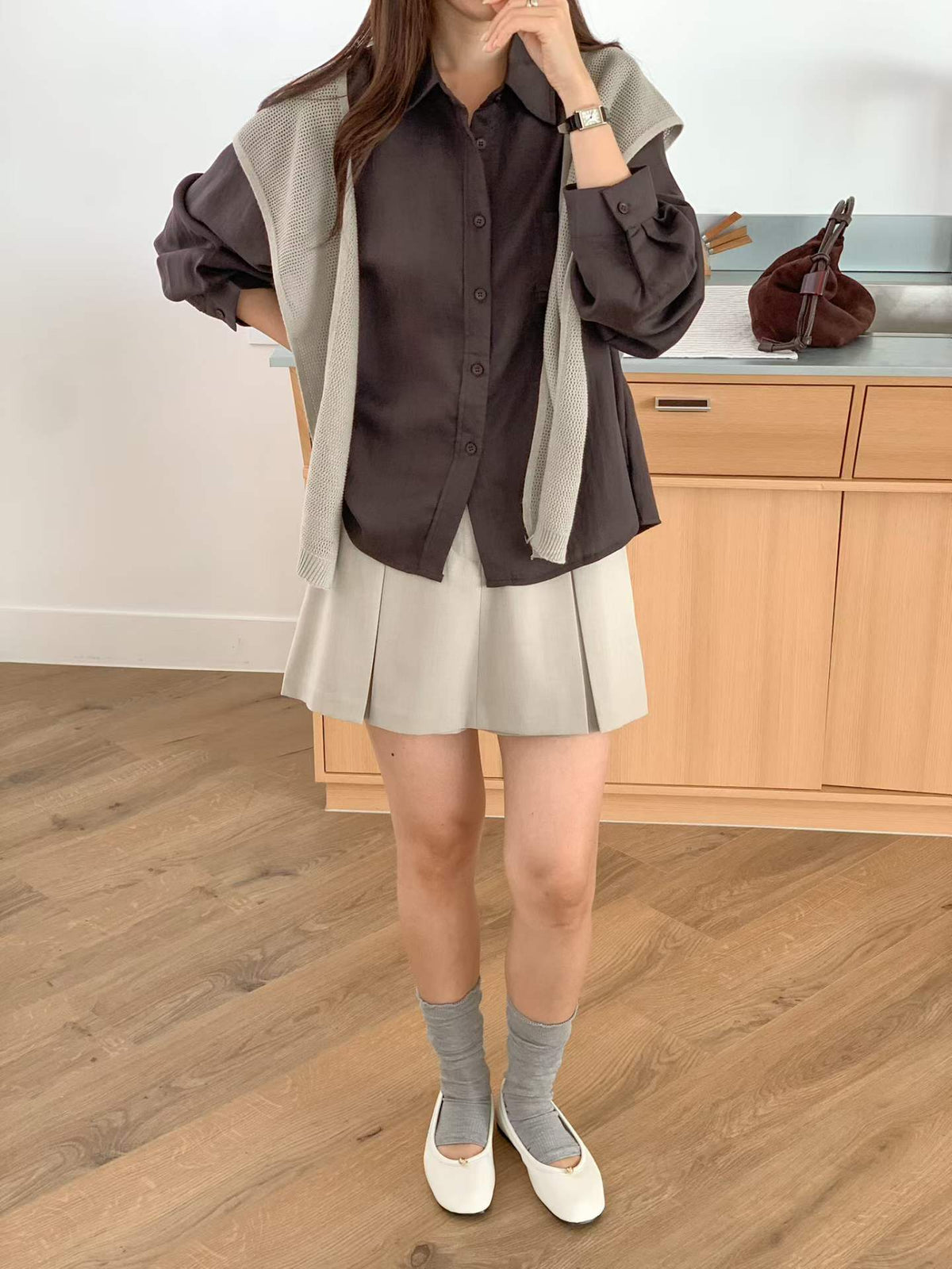 ♡Effortless Layering慵懶層次感天絲襯衫♡ (C260910)