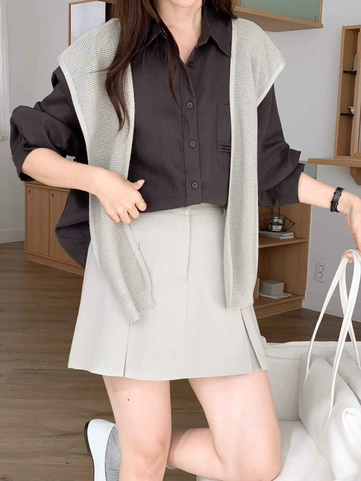 ♡Effortless Layering慵懶層次感天絲襯衫♡ (C260910)