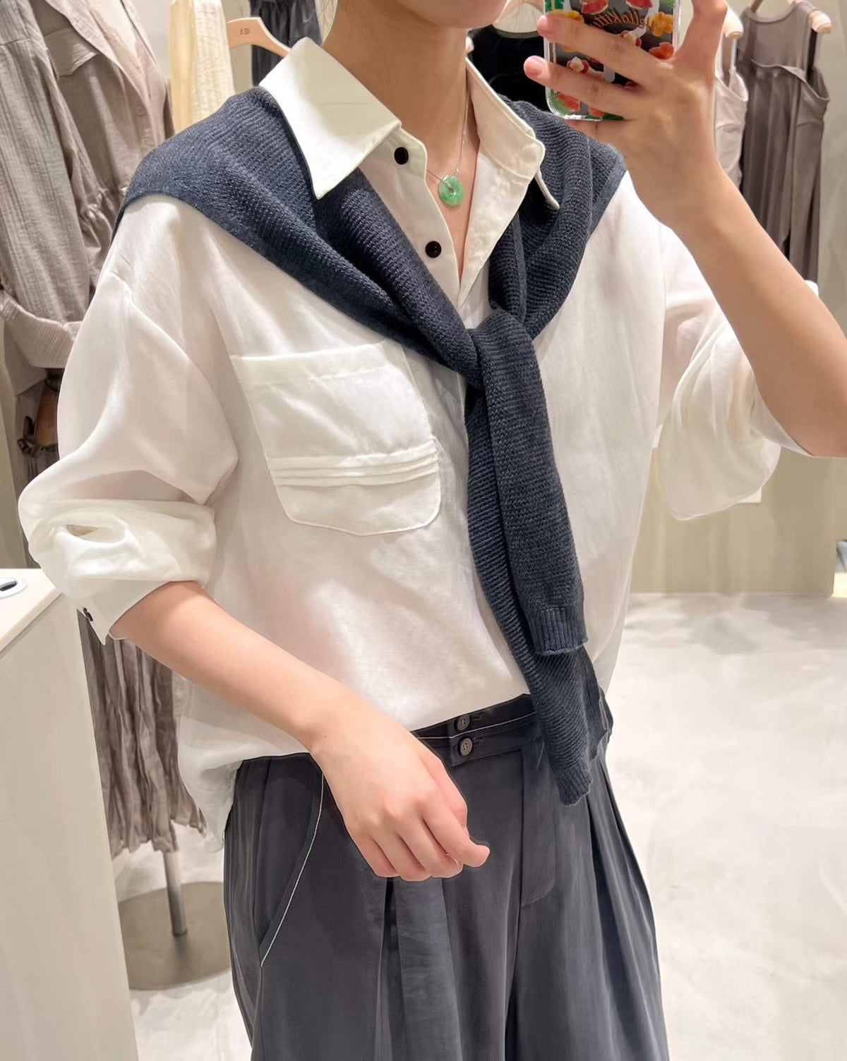 ♡Effortless Layering慵懶層次感天絲襯衫♡ (C260910)