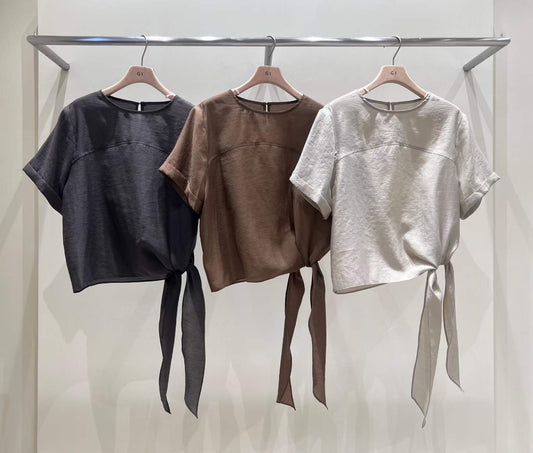 ♡Soft Knot 日常百搭綁結天絲短袖上衣♡ (C260915)