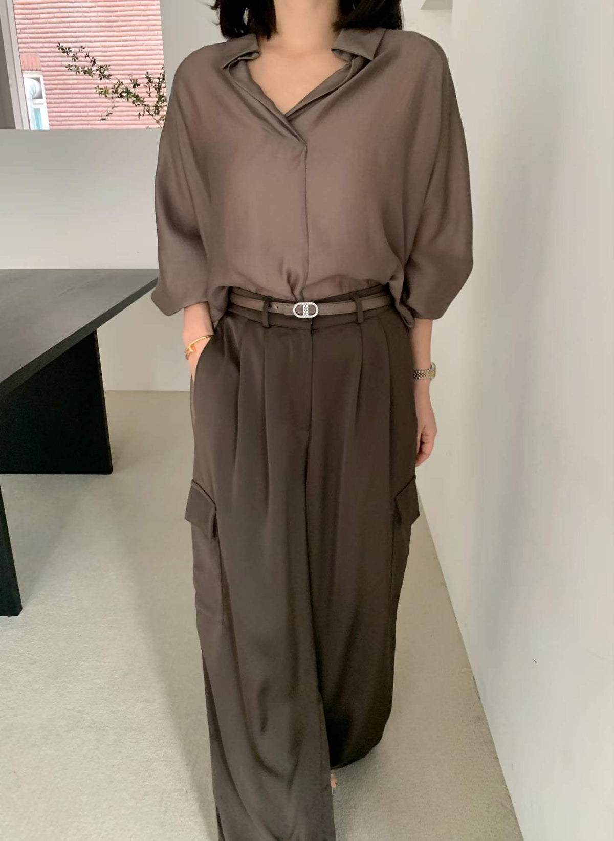 ♡都會工裝垂墜寬褲♡ (C260933)