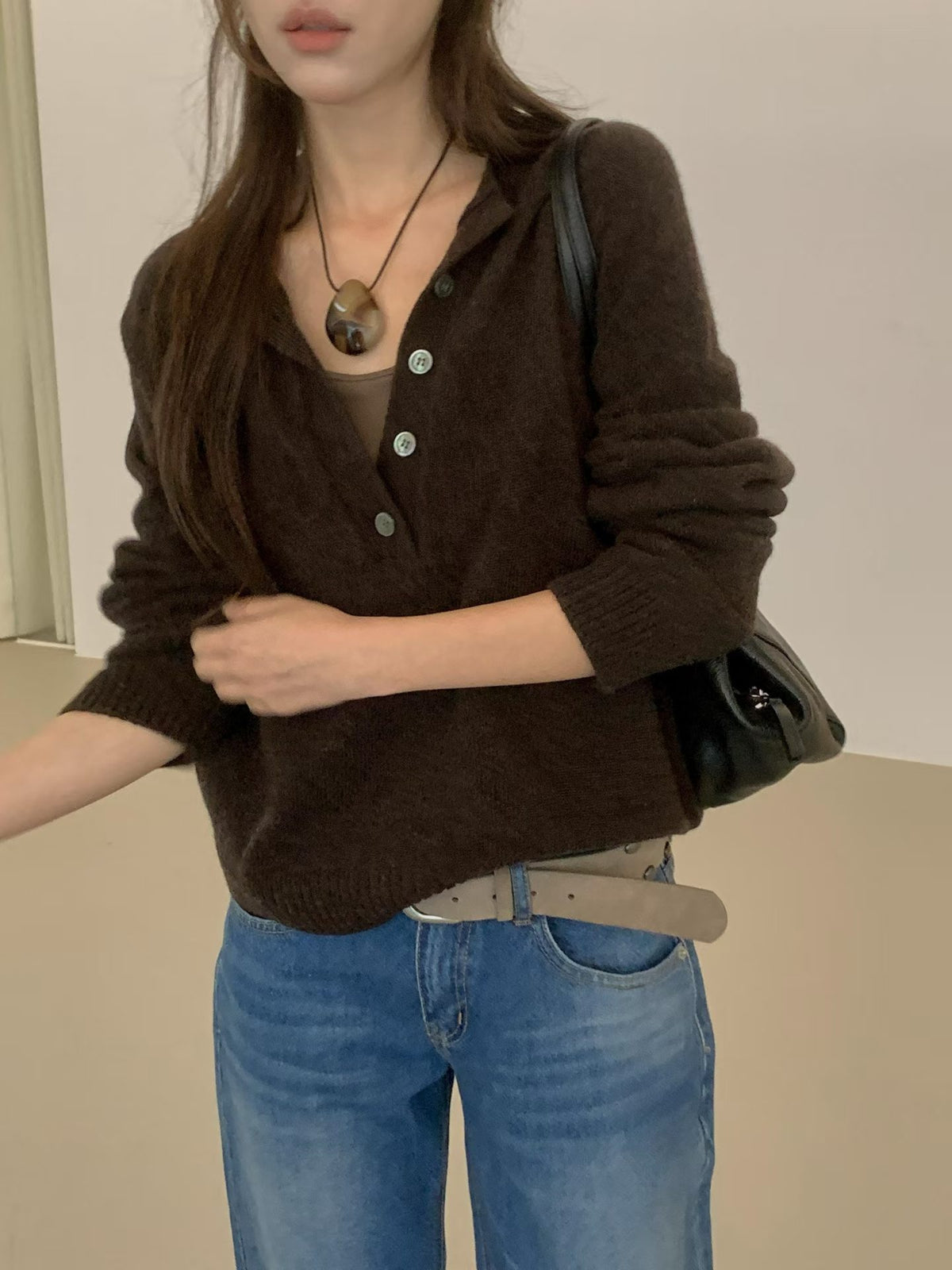 ♡Maison Cashmere法式羊絨亨利領針織衫♡ (C260941)