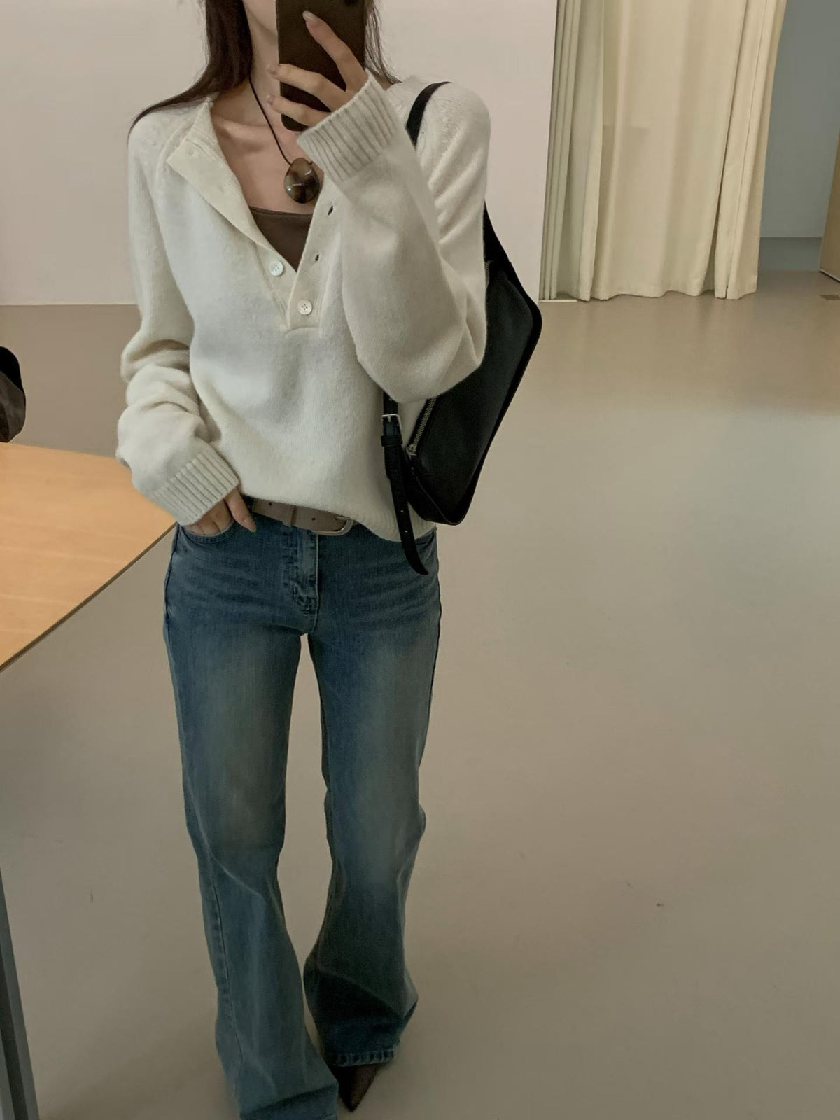 ♡Maison Cashmere法式羊絨亨利領針織衫♡ (C260941)