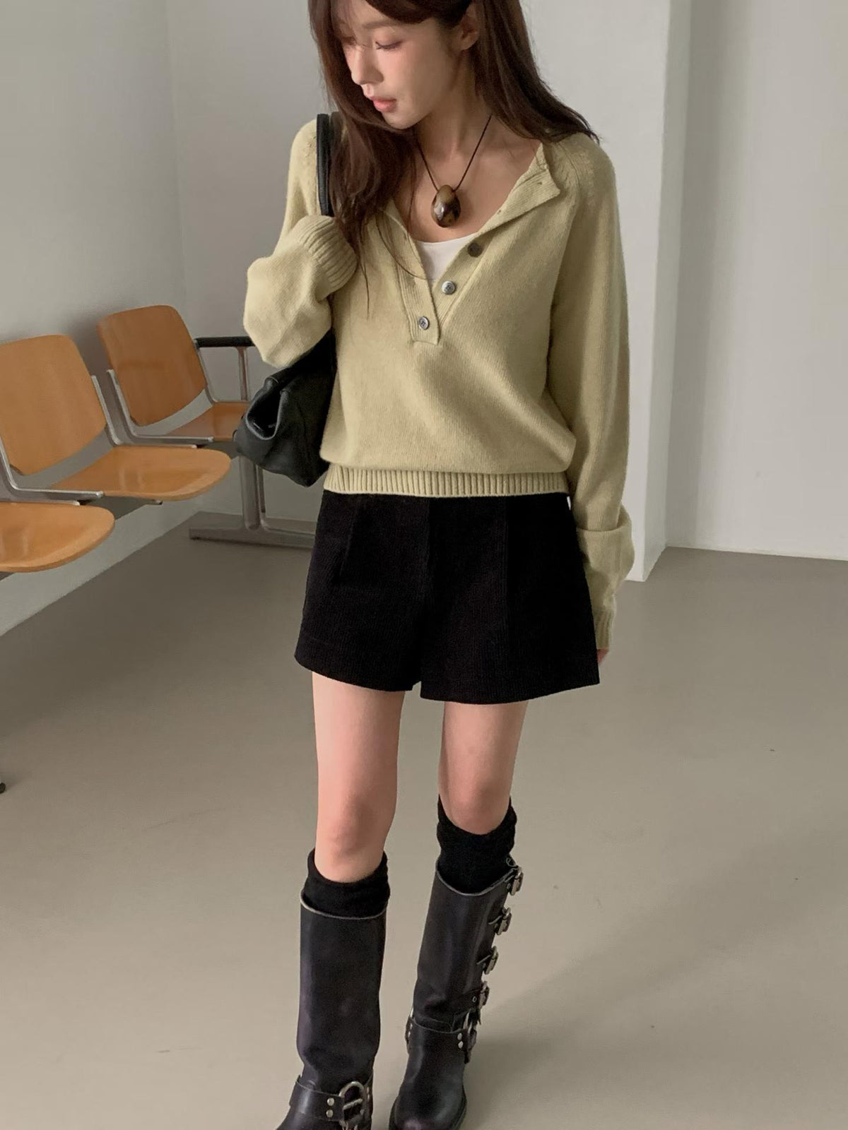 ♡Maison Cashmere法式羊絨亨利領針織衫♡ (C260941)