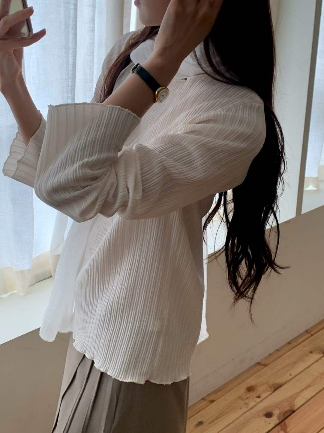 ♡極簡百搭細紋長袖上衣♡ (C260954)
