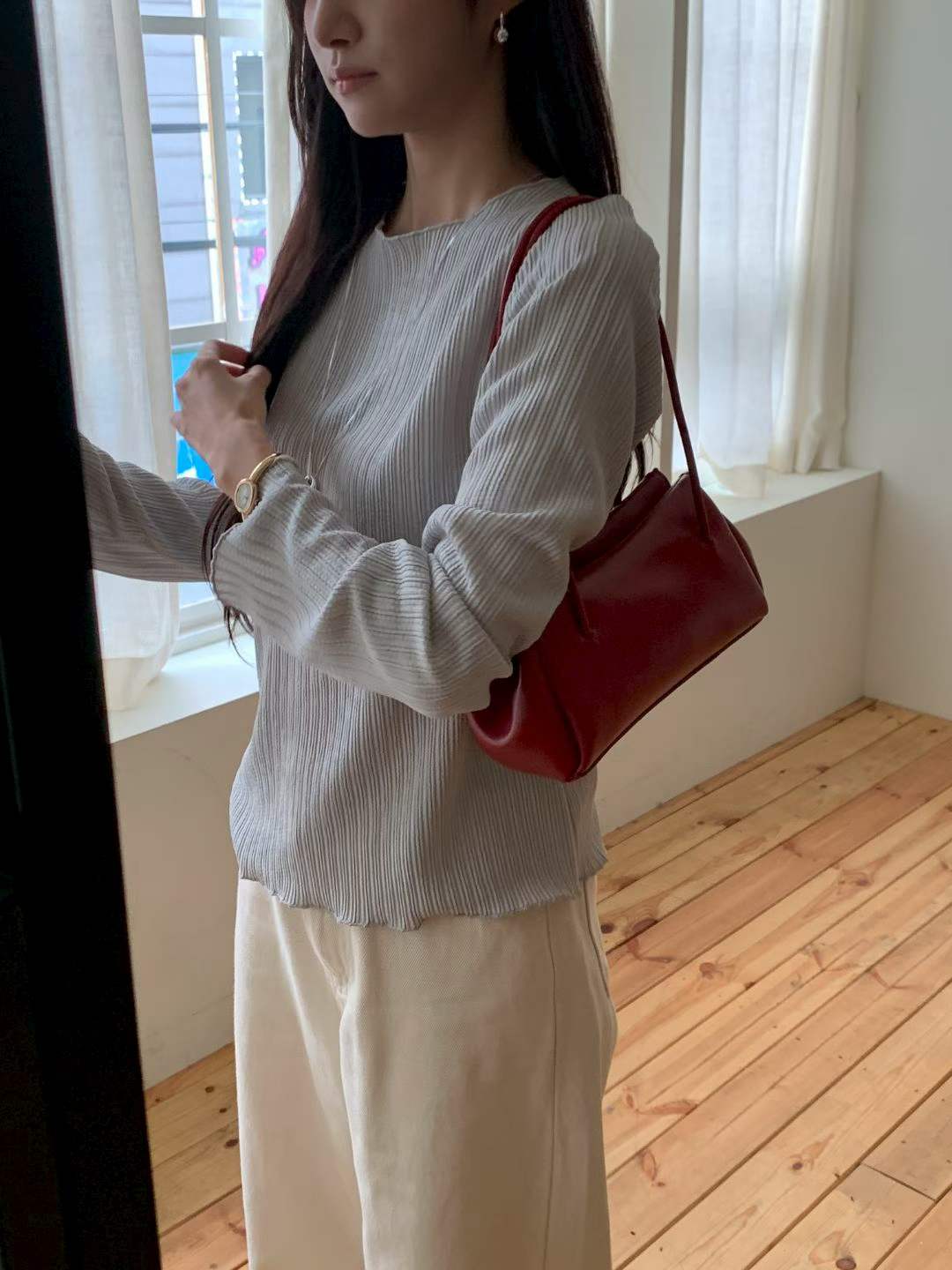♡極簡百搭細紋長袖上衣♡ (C260954)