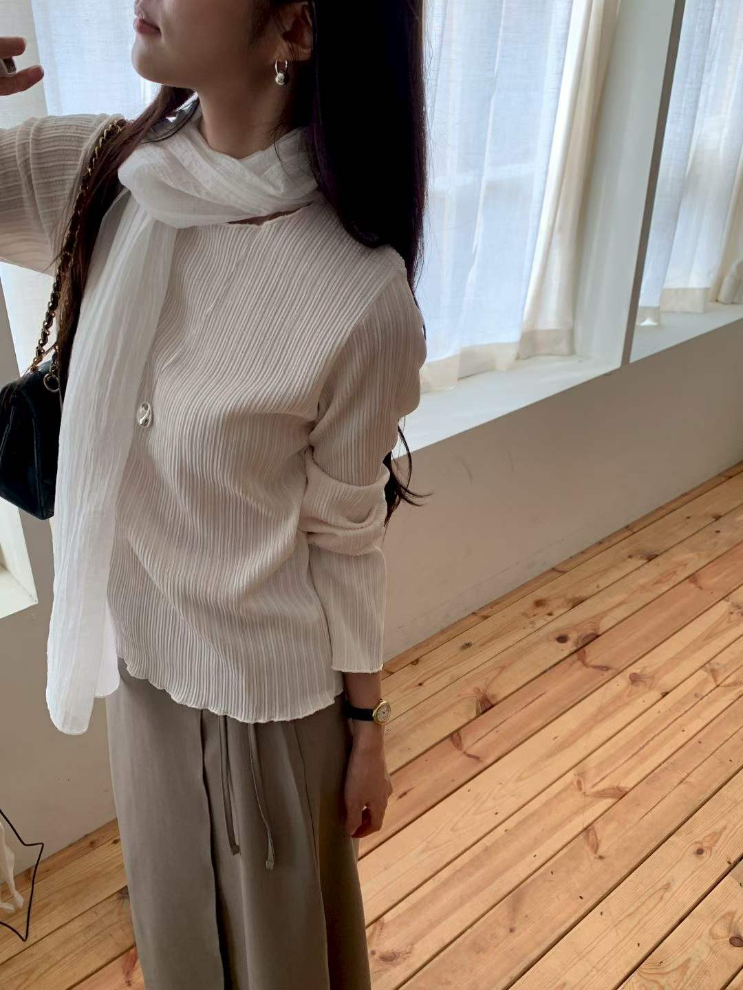 ♡極簡百搭細紋長袖上衣♡ (C260954)