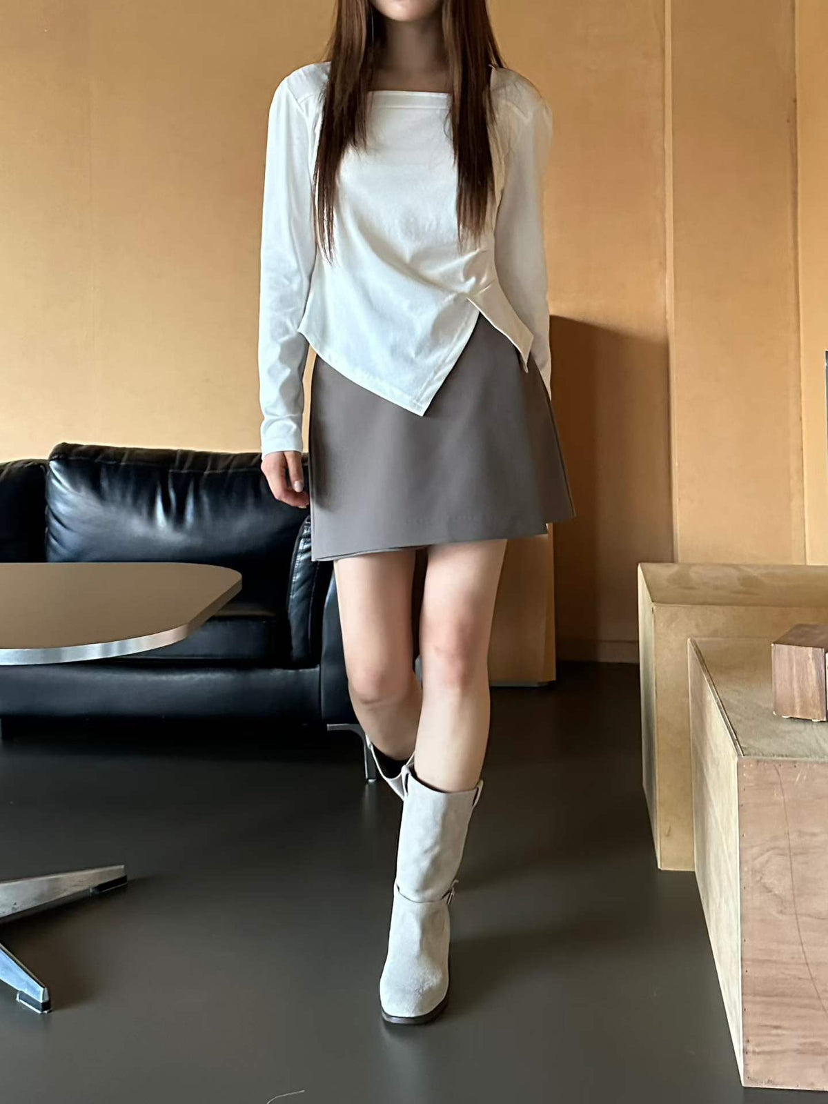 ♡方領交疊修身棉上衣♡ (C260957)