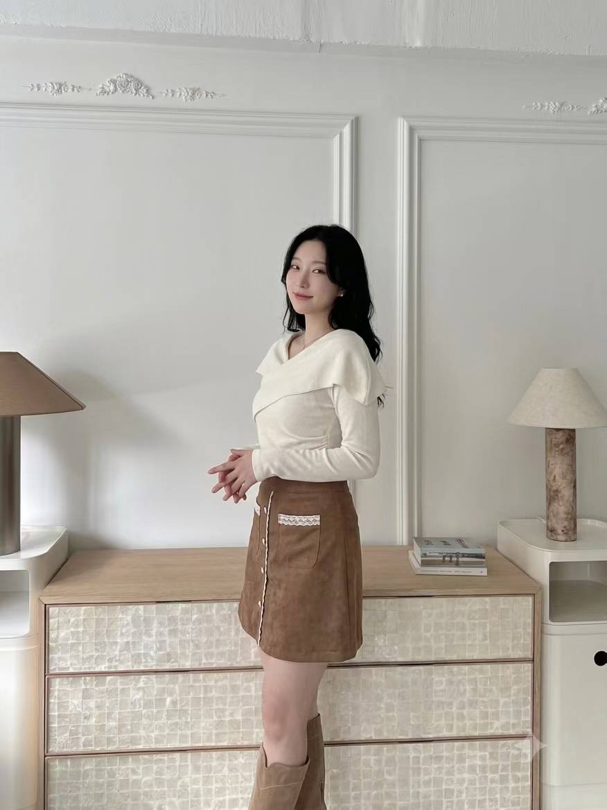 ♡斜裁翻領顯瘦長袖上衣♡ (C260964)