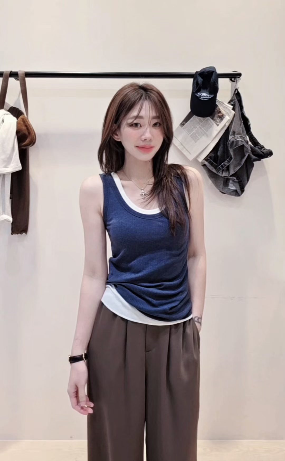 ♡Oni家♡基礎坑條天絲羊毛U領背心 (C261002)