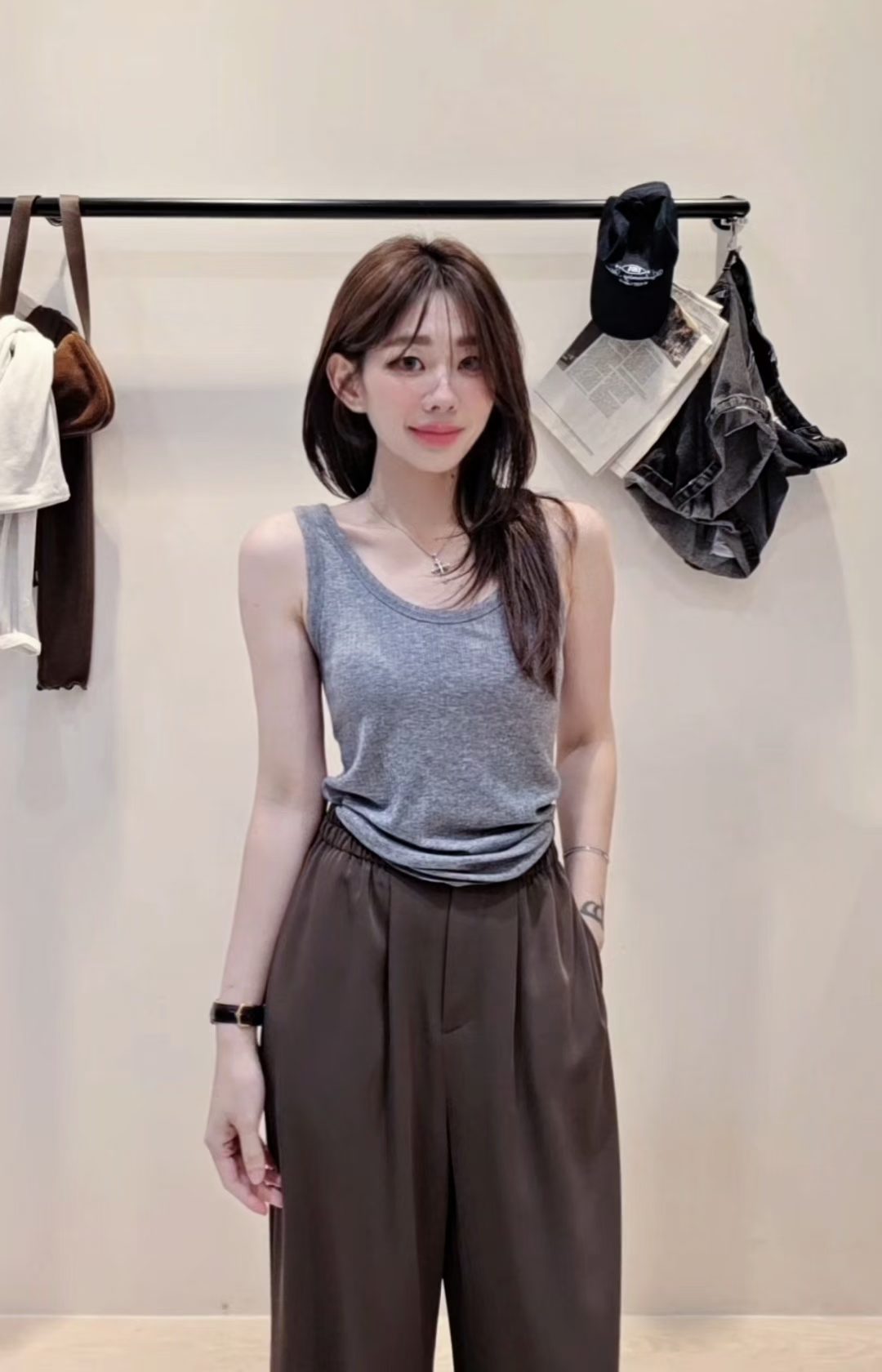♡Oni家♡基礎坑條天絲羊毛U領背心 (C261002)