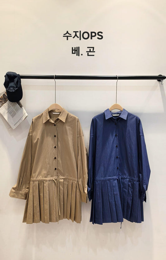 ♡Oni家♡Miu風百摺襯衫洋裝 (C261003)