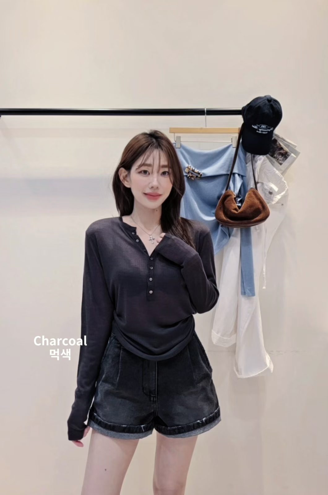 ♡Oni家♡天絲羊毛微透肌半開襟T (C261047)