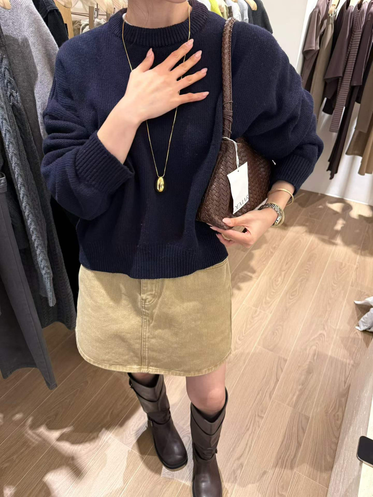 ♡法式鬆弛感・慵懶弧形下擺針織衫♡ (C261019)