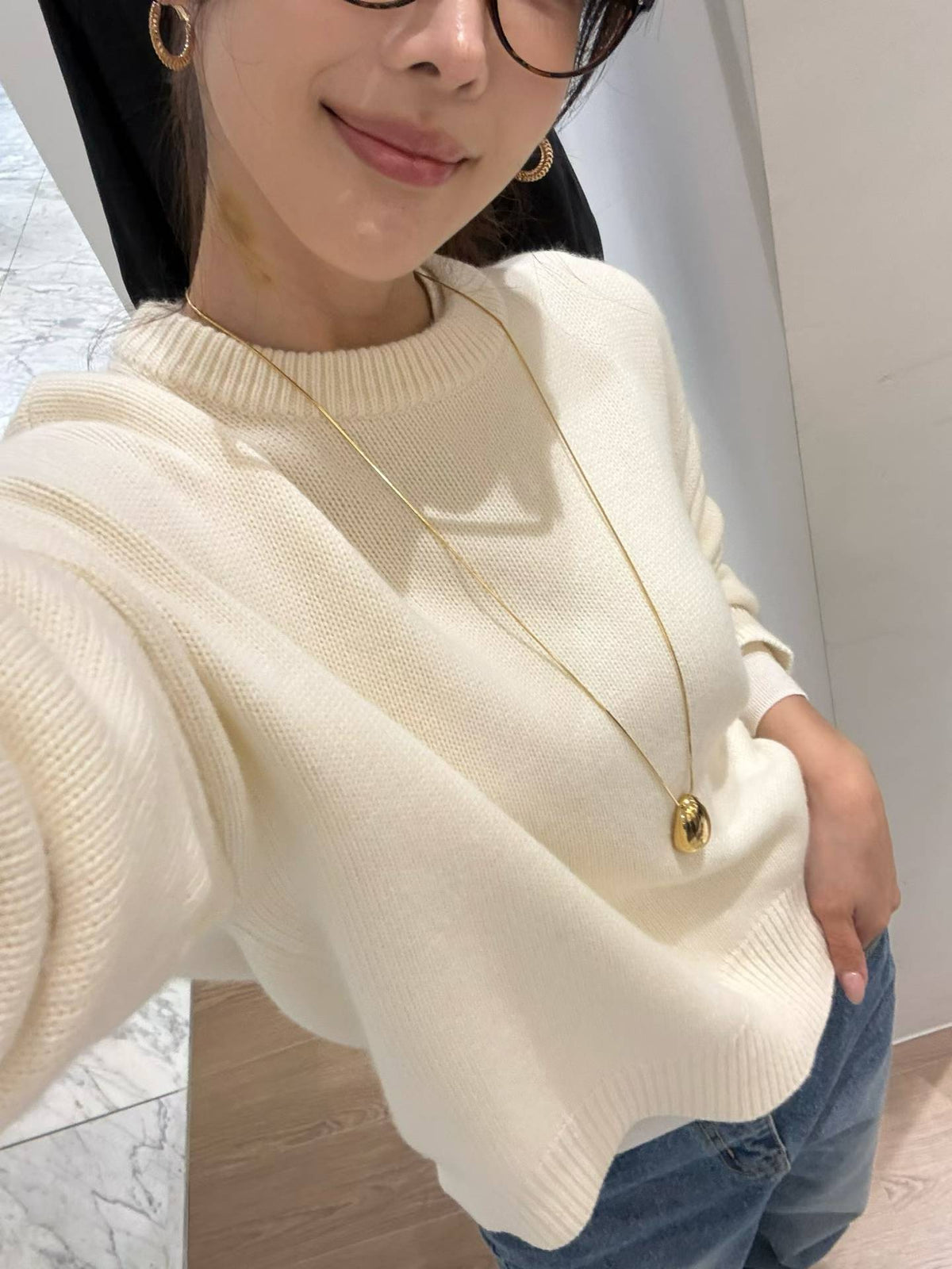 ♡法式鬆弛感・慵懶弧形下擺針織衫♡ (C261019)