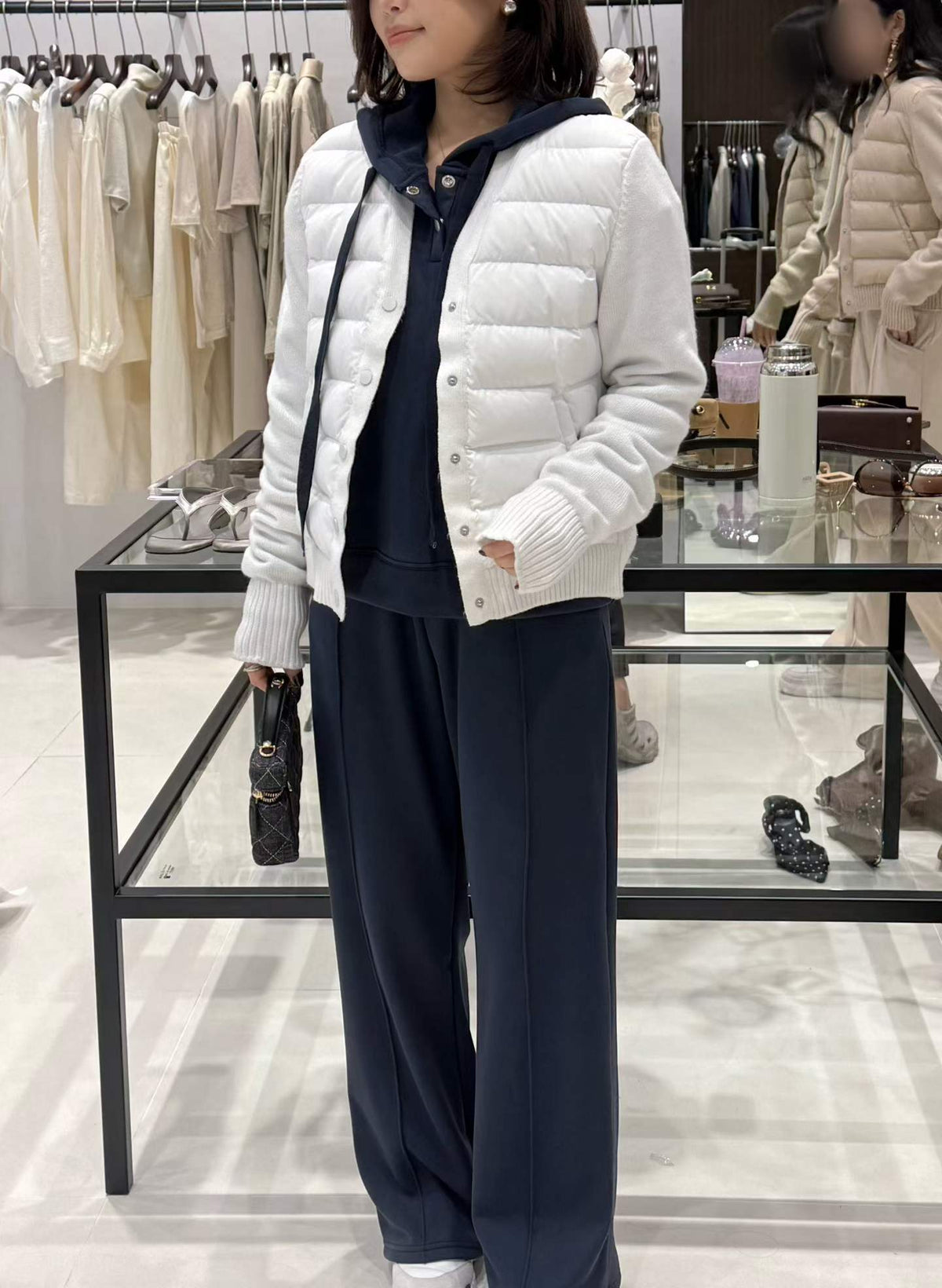 ♡輕盈不臃腫・雙材質拼接針織外套♡ (C261022)