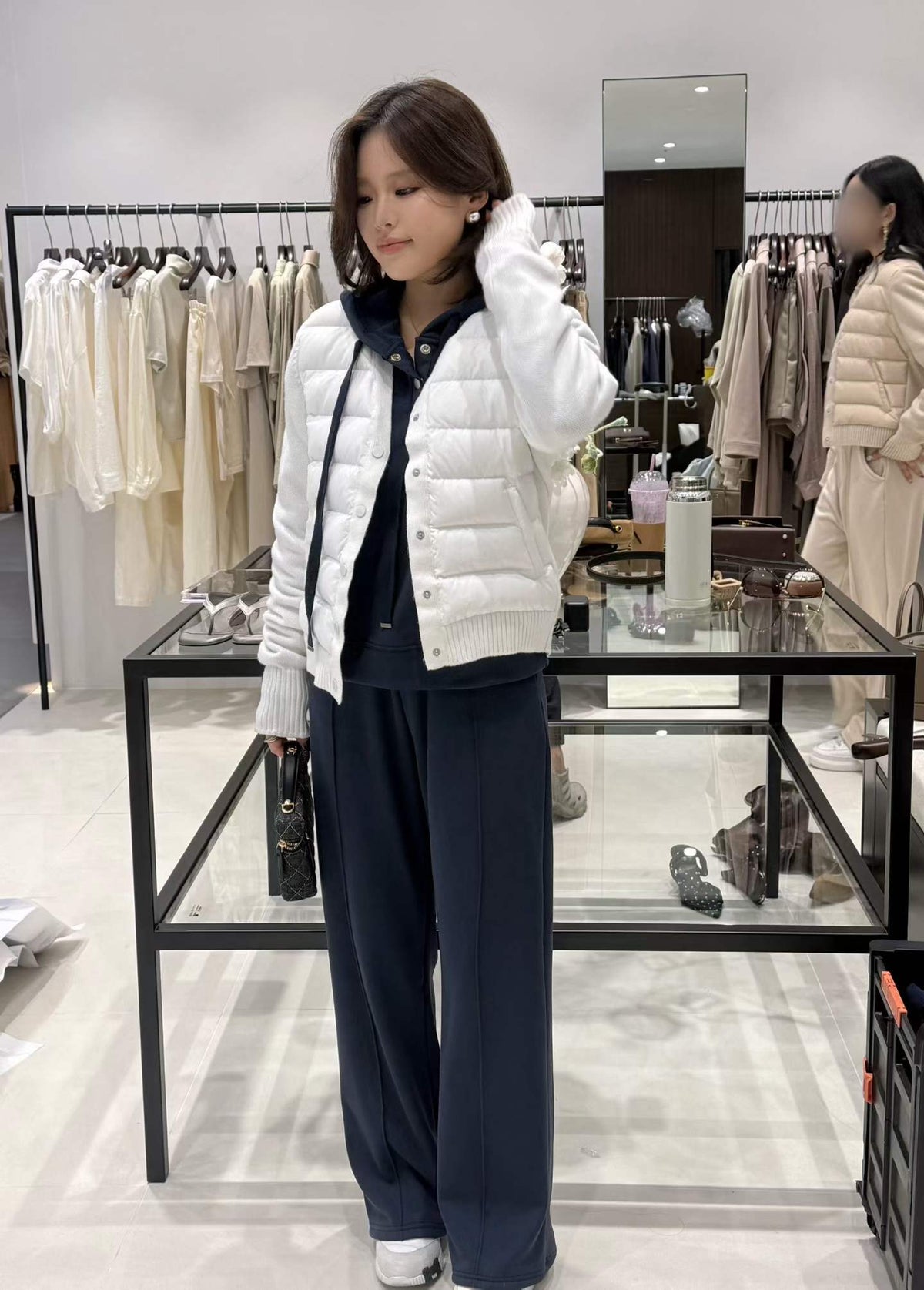 ♡輕盈不臃腫・雙材質拼接針織外套♡ (C261022)