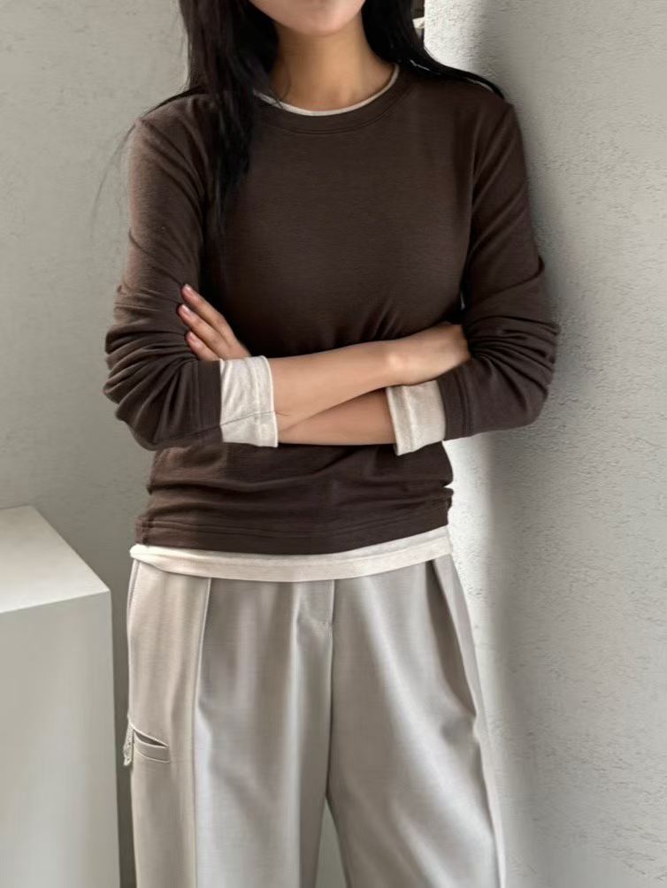 ♡基本包色款撞色設計長Ｔ♡ (C261031)
