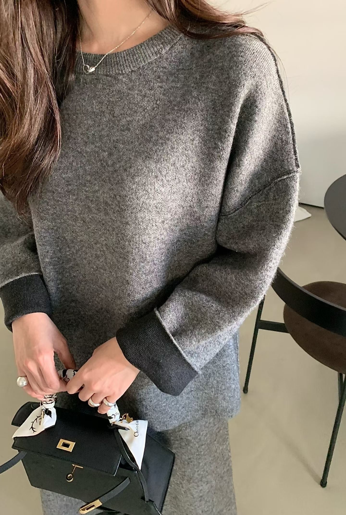 ♡反摺雙色袖舒適慵懶上衣♡ (C251211)