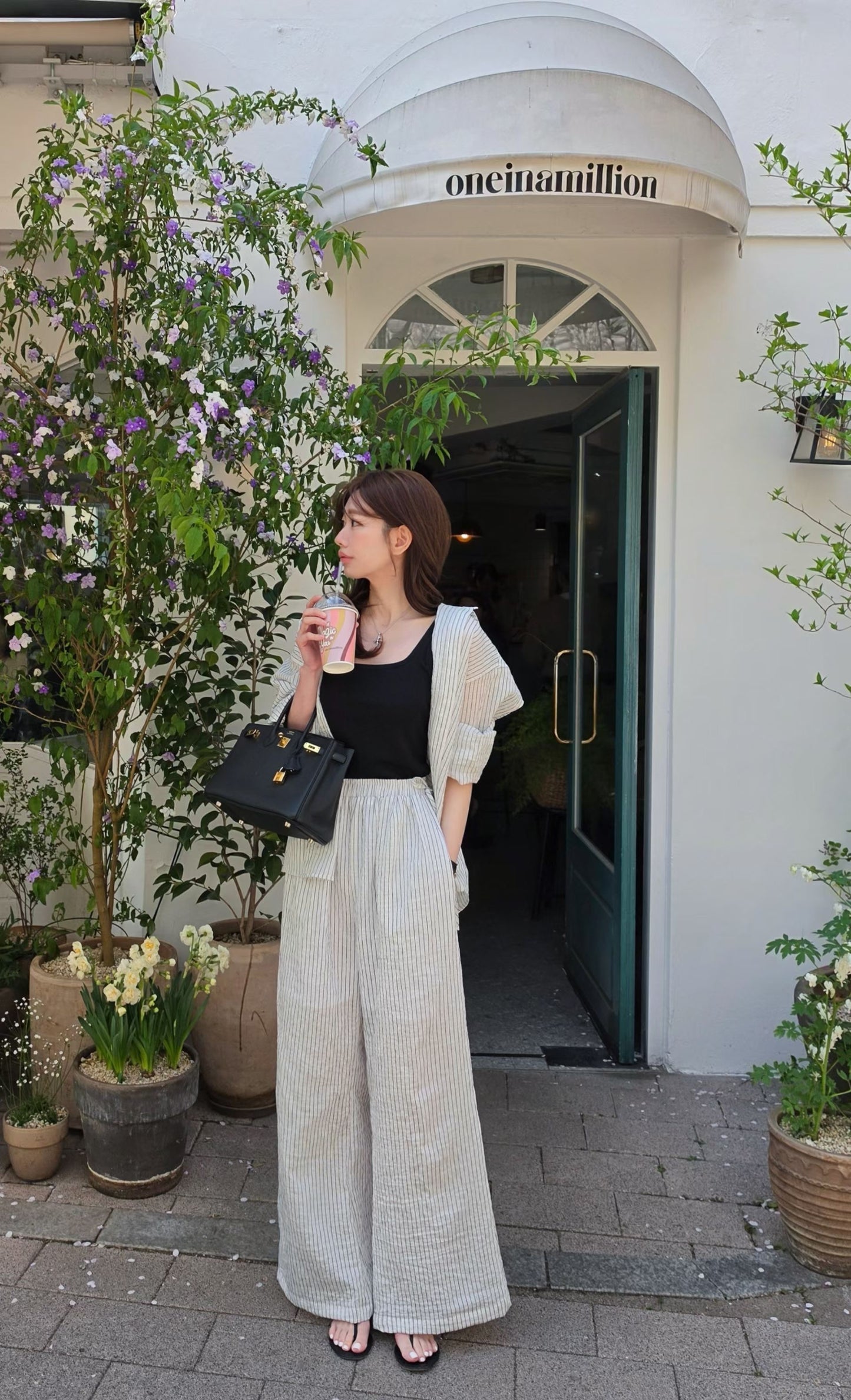 ♡Oni家♡鬆弛時髦感天絲條紋襯衫 (C260551)