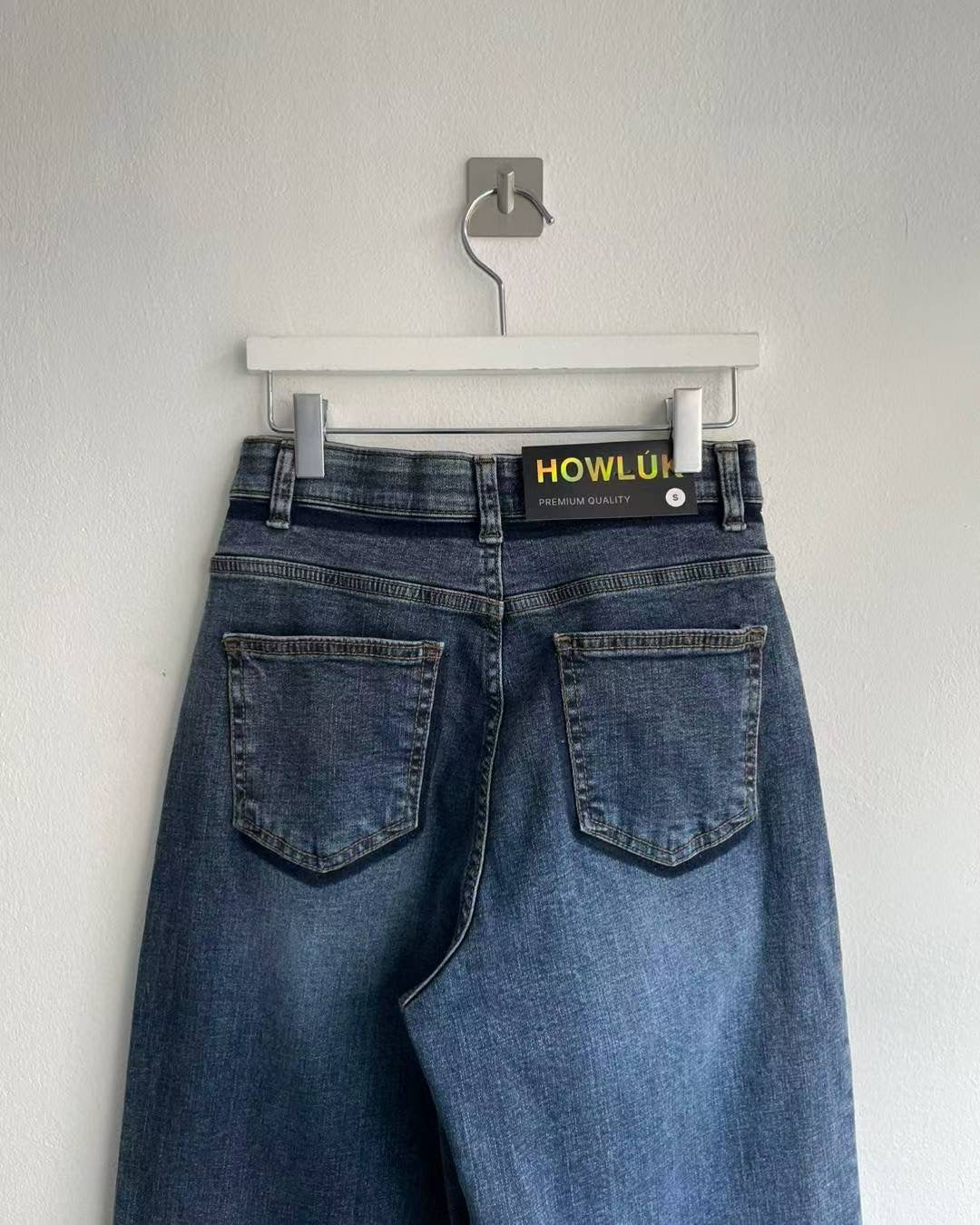 ♡鹽洗拼色長腿顯瘦喇叭褲♡ (C251234)