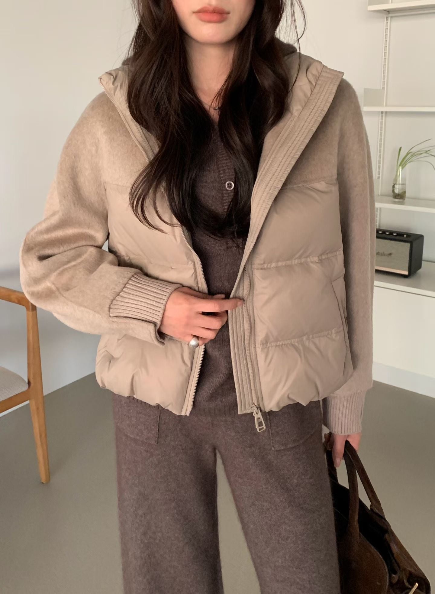 ♡質感異材質立領外套♡ (C251208)