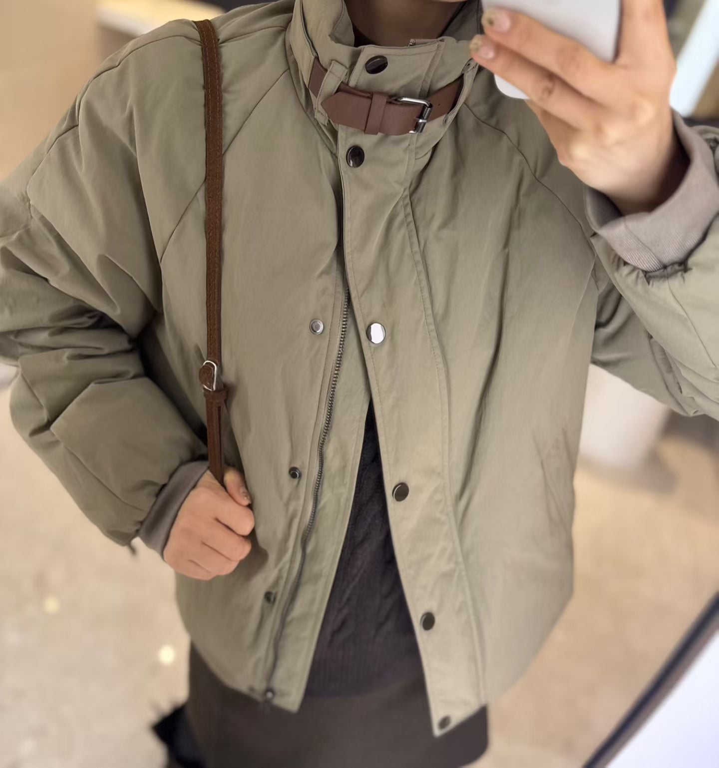 ♡帥氣質感扣帶暖絨外套♡ (C251221)