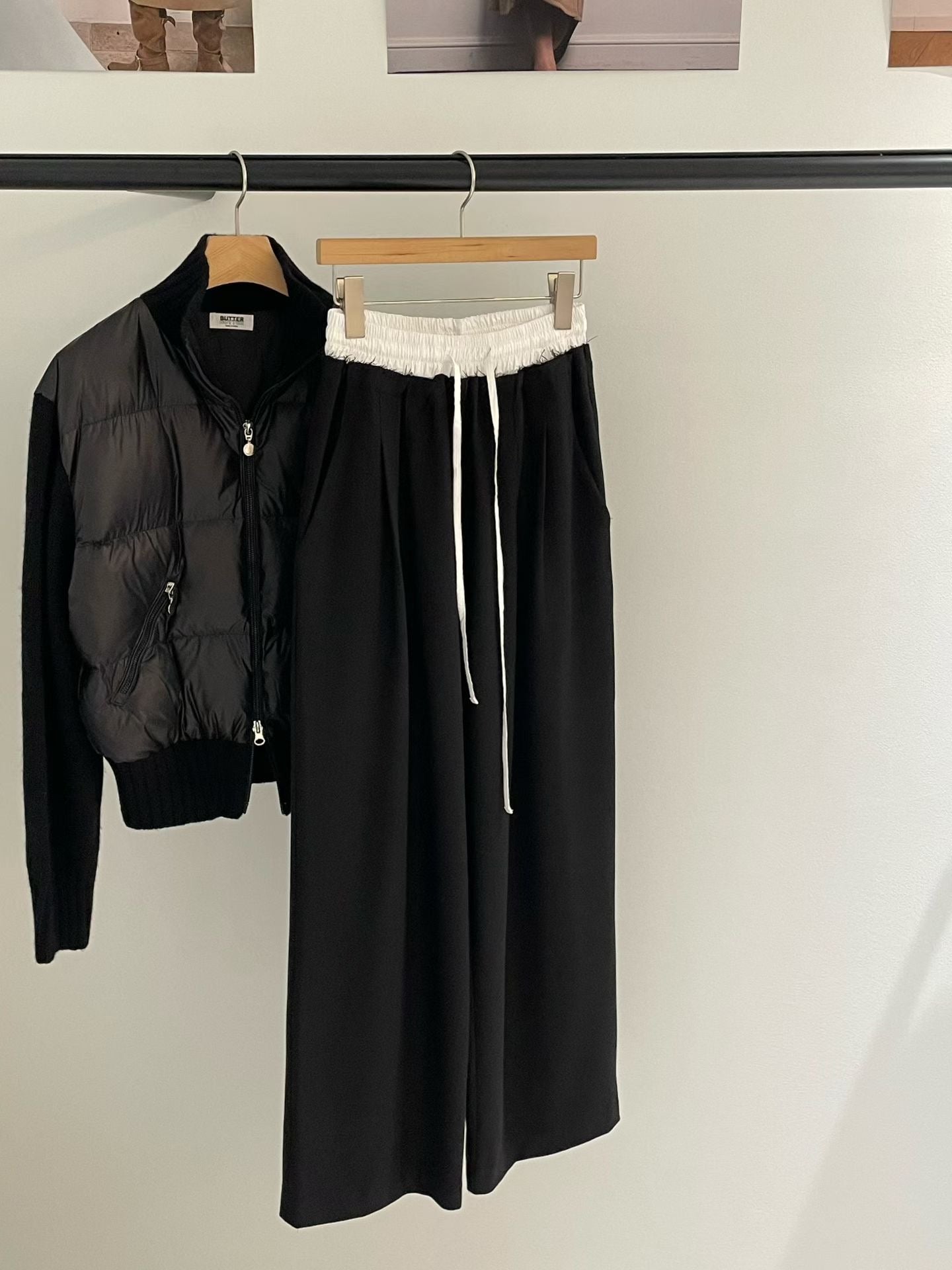 ♡輕暖修身雙材質羽絨針織外套♡ (C251110)