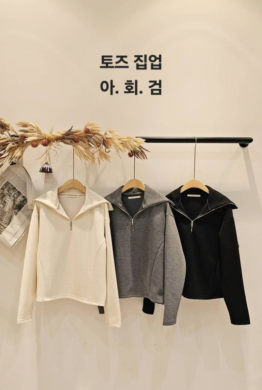 ♡Oni家♡ 質感混羊毛羅馬布拉鍊上衣 (C251287)