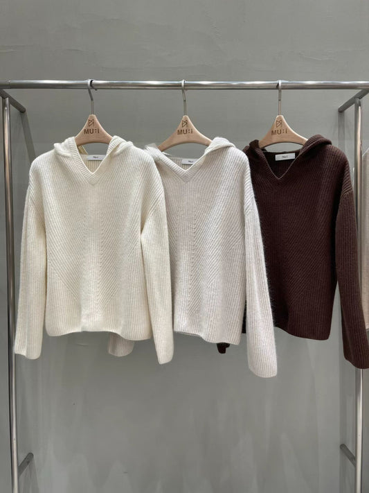 ♡氣質Oni家♡雲織柔暖立體紋連帽針織衫 (C251227)