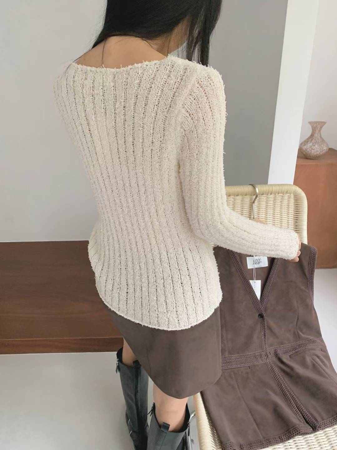♡顯瘦圈圈紗羅紋針織上衣♡ (C251144)