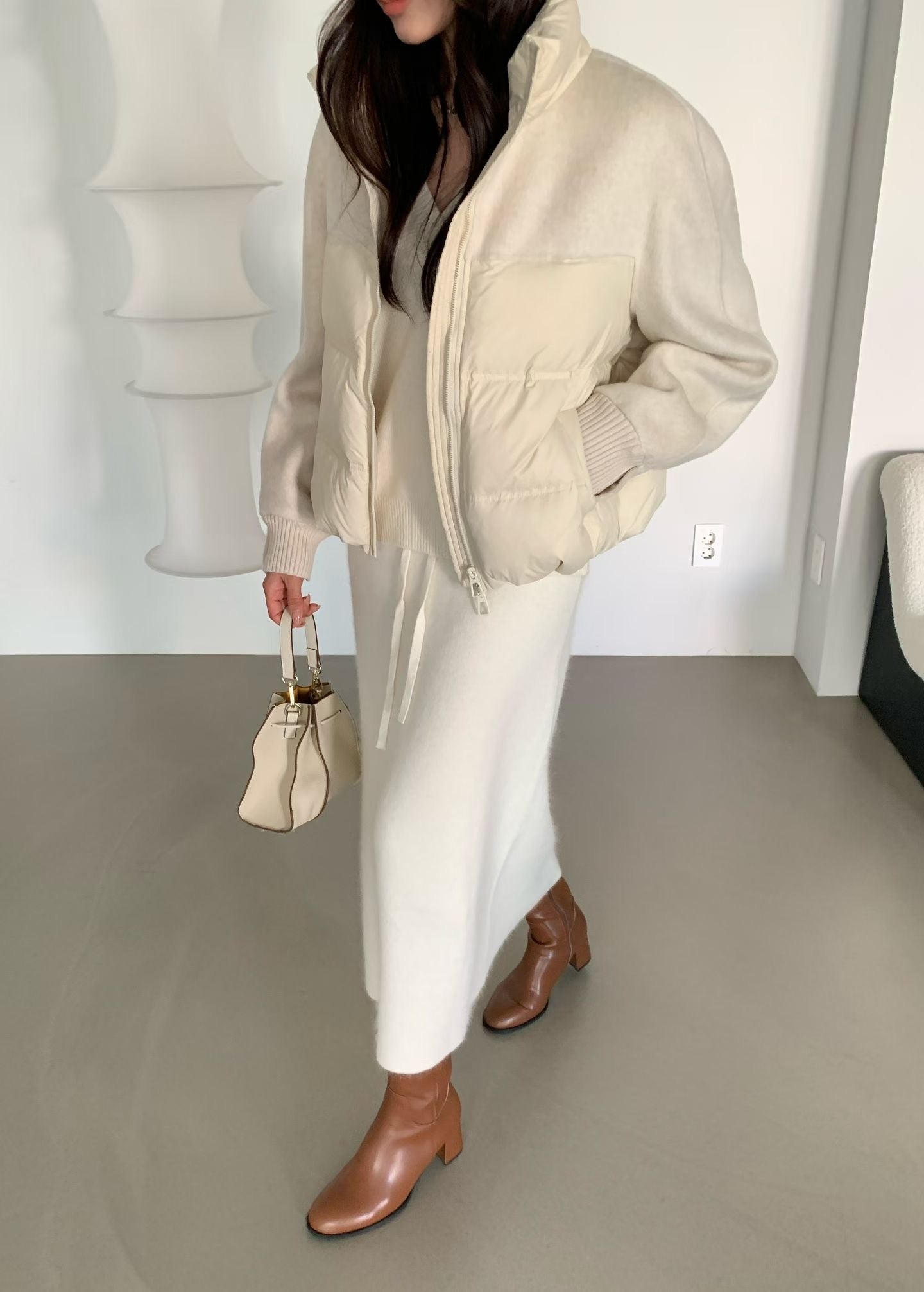 ♡質感異材質立領外套♡ (C251208)