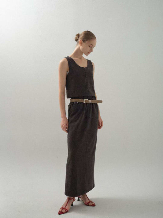 ♡軟挺顯瘦百搭直線長裙♡ (C251165)