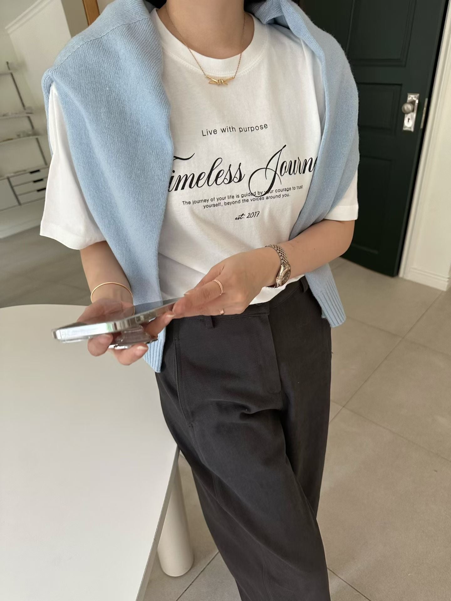 ♡Timeless Journey純棉印花T♡ (C251114)