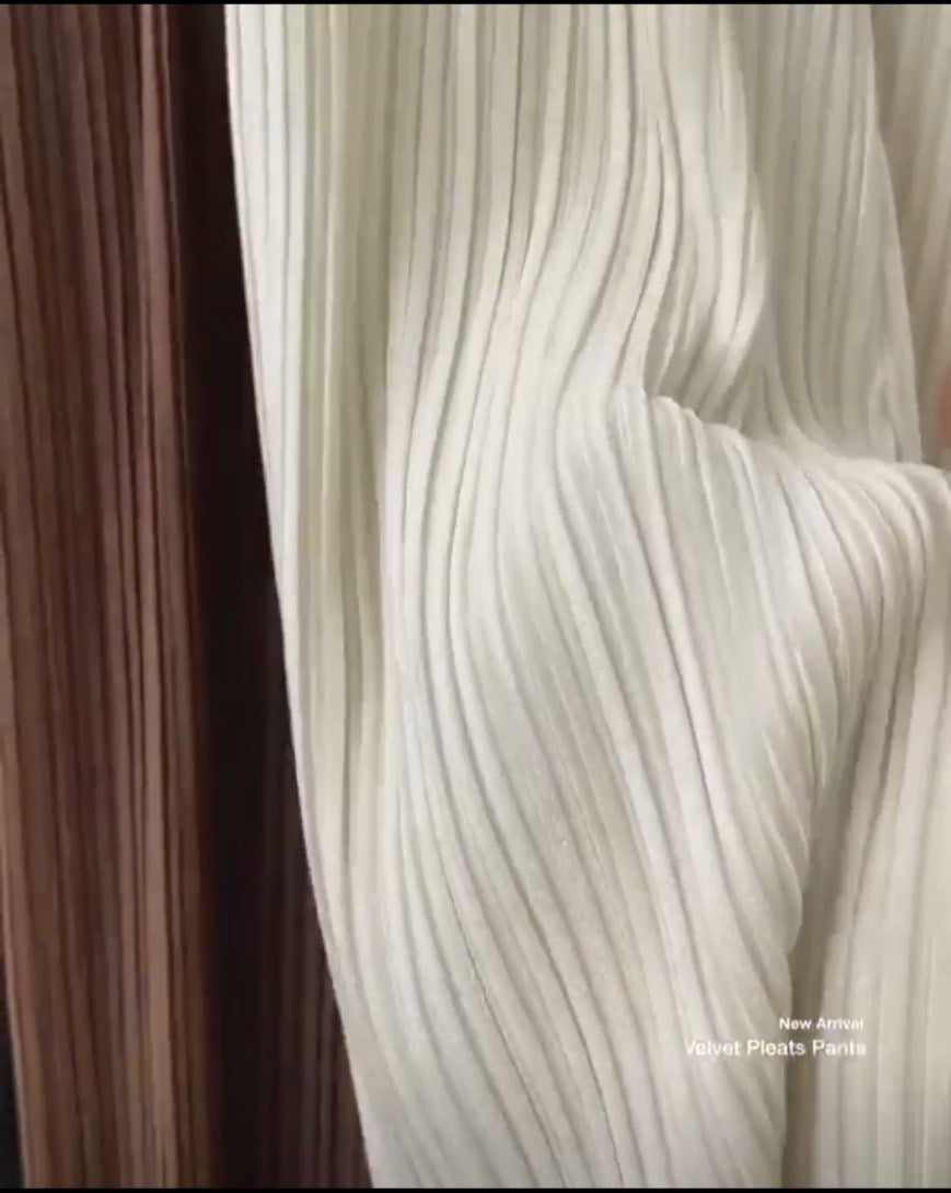 ♡天鵝絨細褶高垂感顯瘦寬褲♡ (C251251)