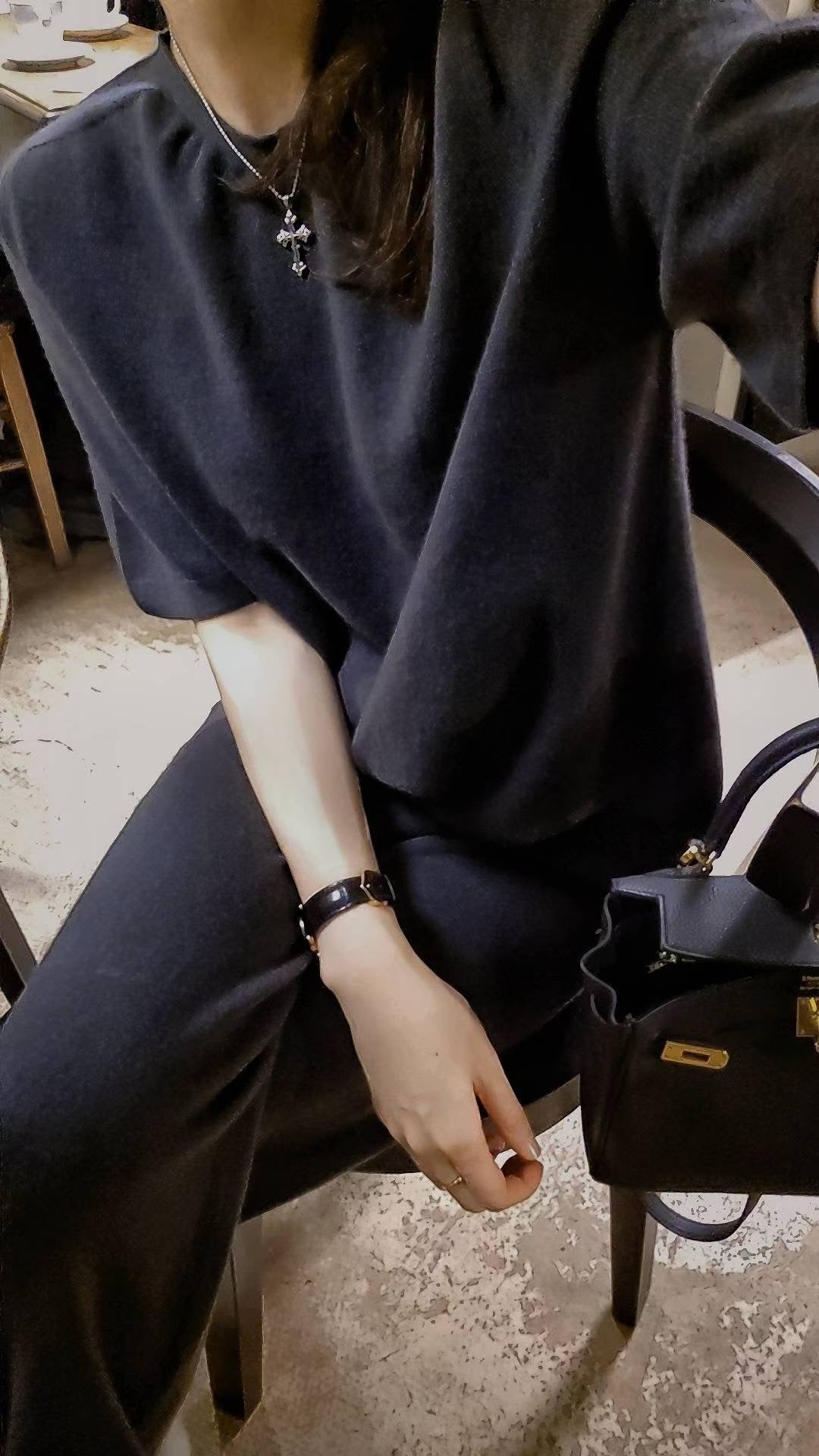 ♡Oni家♡100%羊絨喀什米爾半袖毛衣 (C251285)