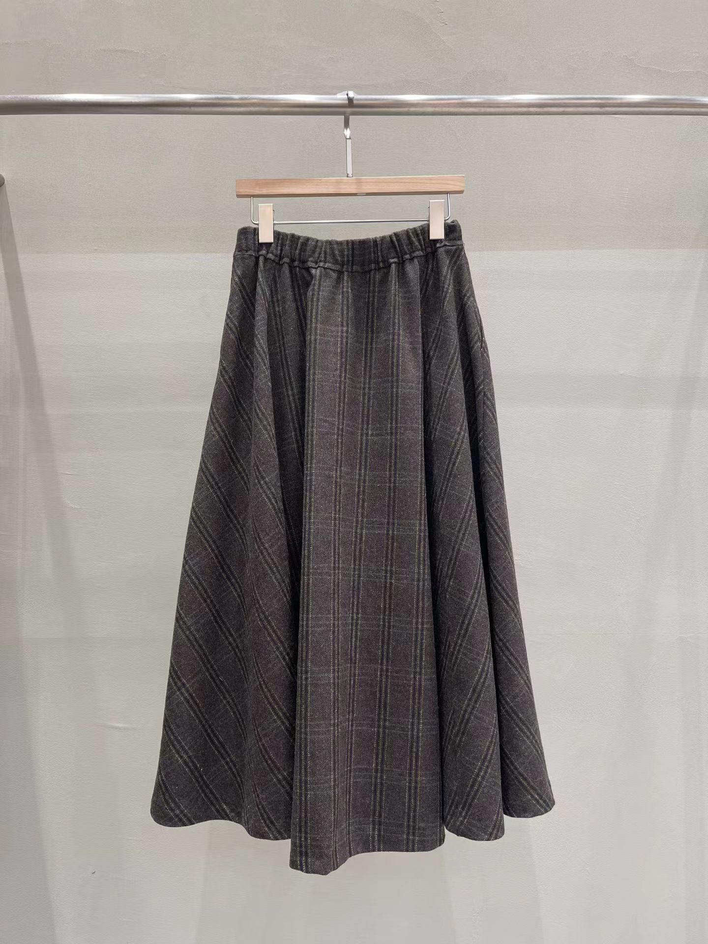 ♡氣質Oni家♡英倫格紋抽繩羊毛裙 (C251137)