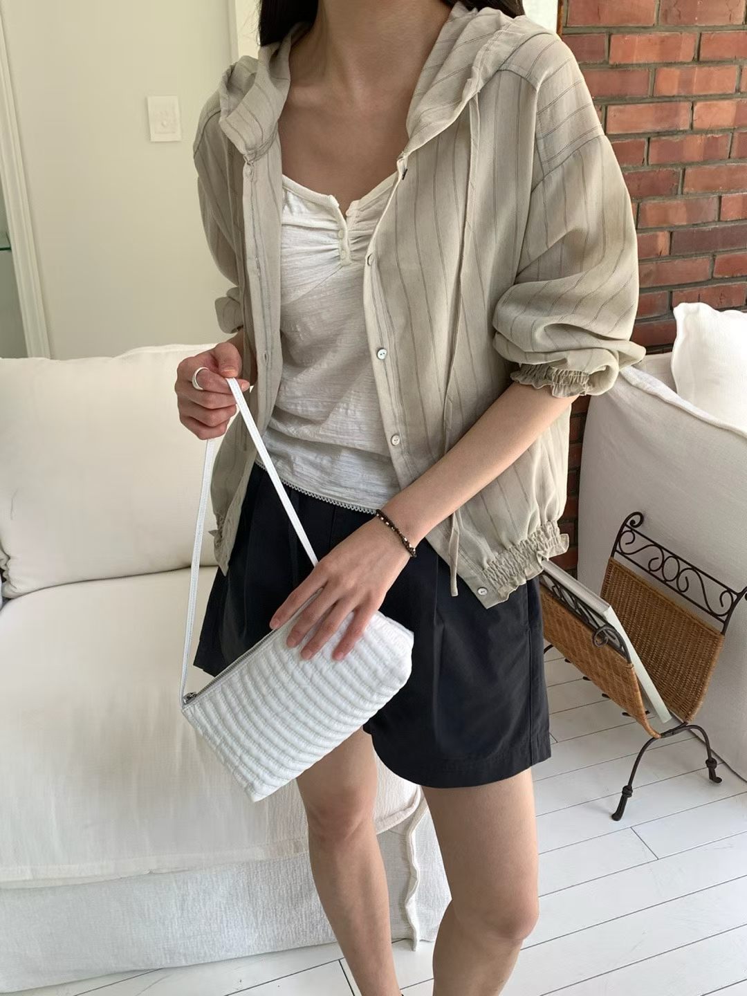 ♡輕量休閒連帽細條紋外套♡ (C260634)