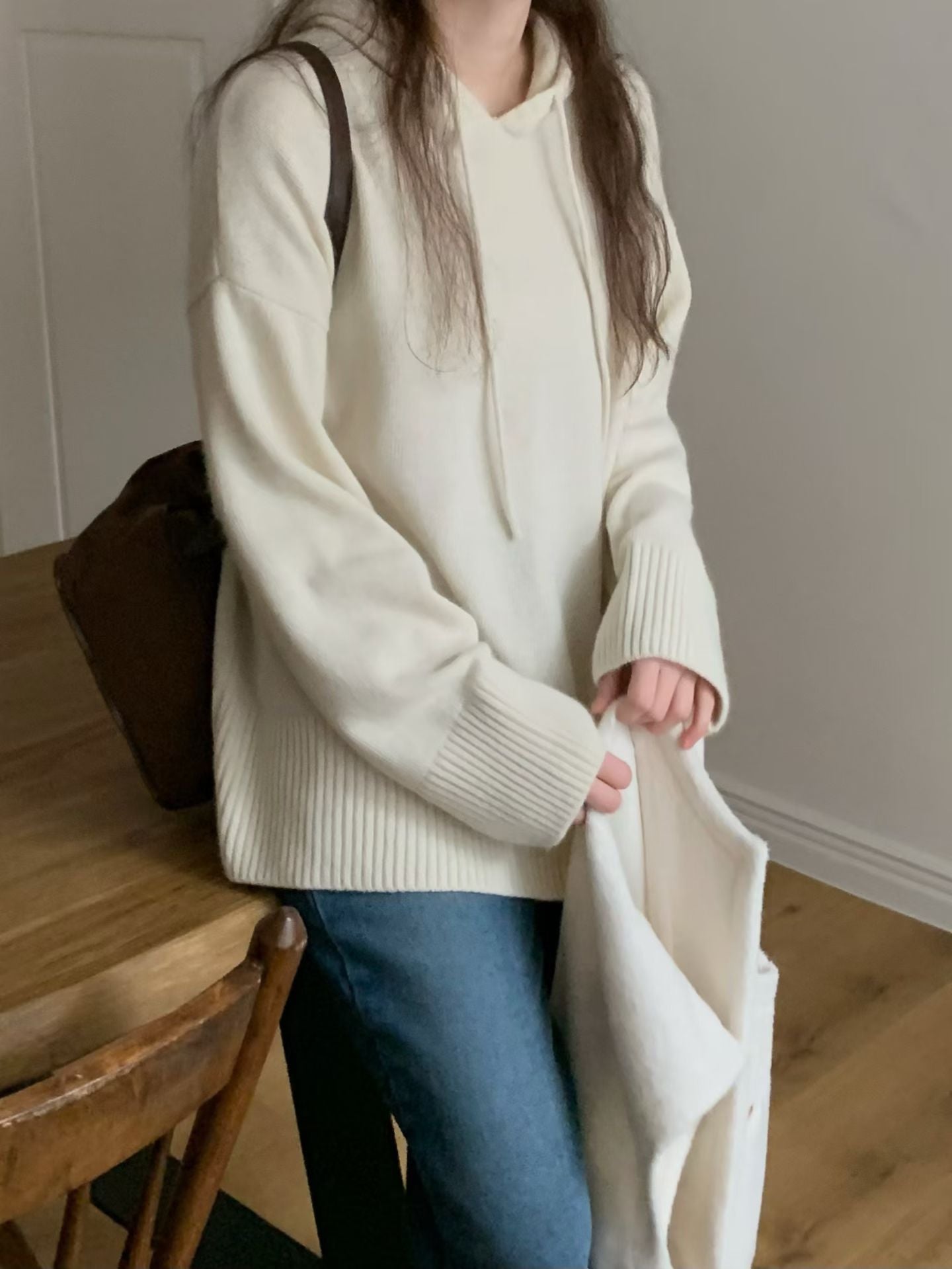 ♡法式軟糯長版連帽上衣♡ (C251241)