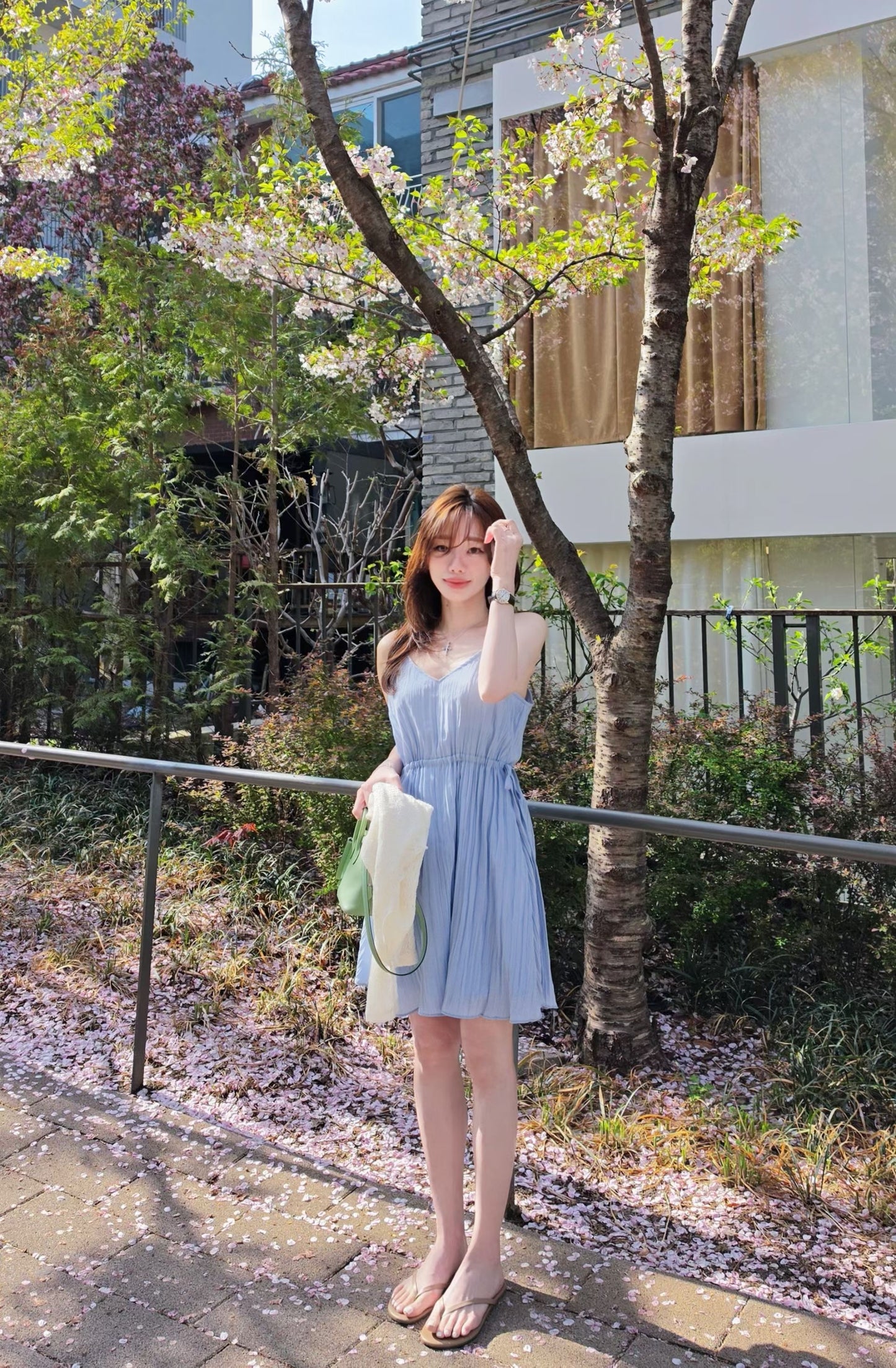 ♡Oni家♡微光澤波紋氣質短洋裝 (C260562)